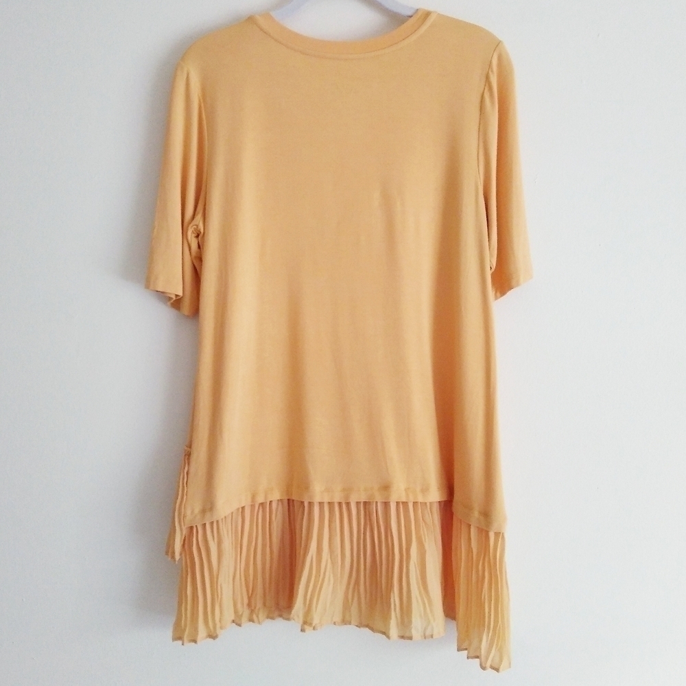 LOGO Lori Goldstein ruffle hem top orange peach - Picture 3 of 8